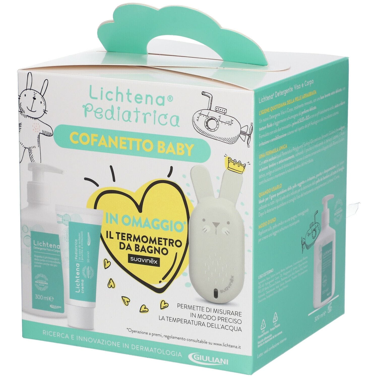 LICHTENA PEDIATRICA COFANETTO NEONATO CONTENENTE CREMA 50 ML + DETERGENTE 300 ML + OMAGGIO SUAVINEX