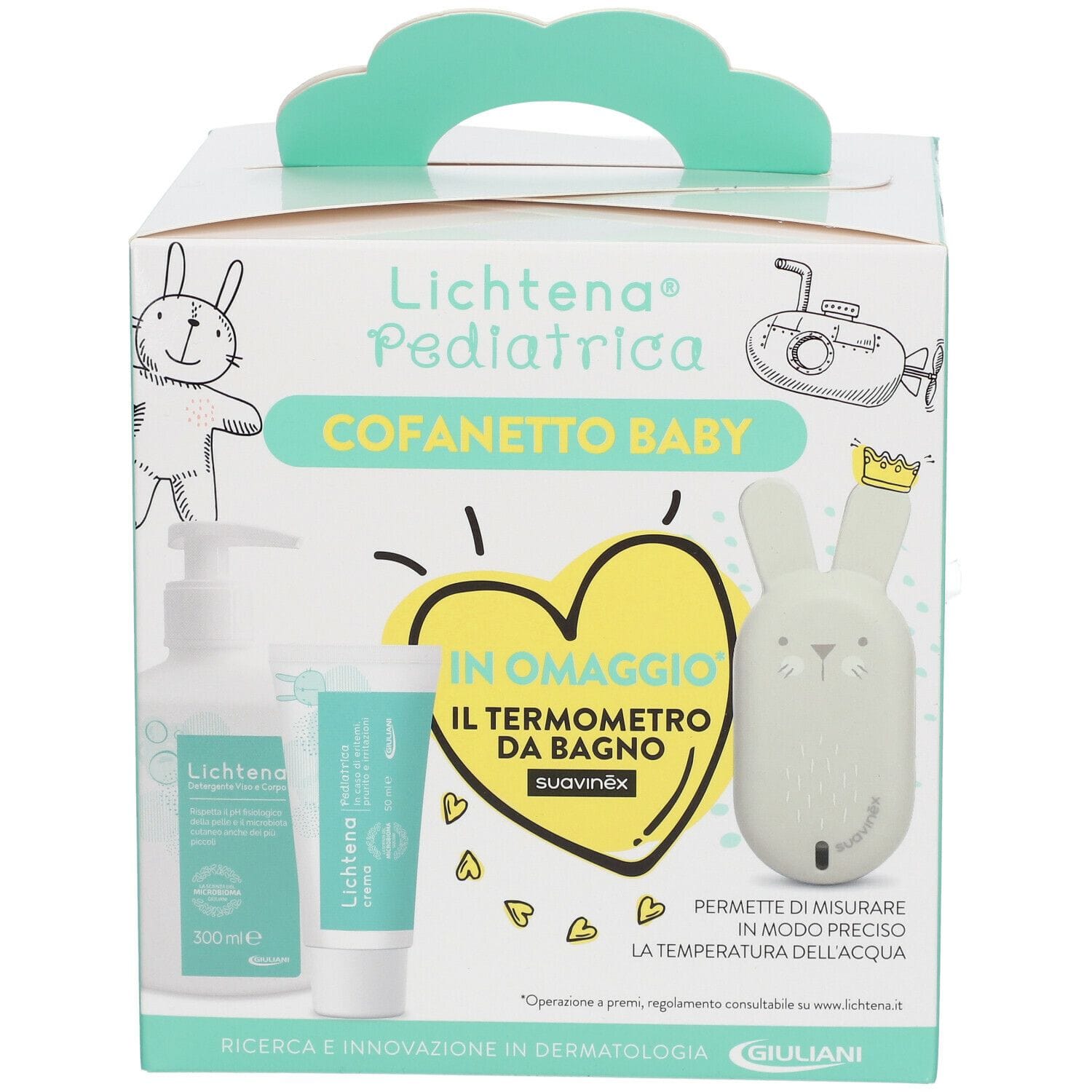 LICHTENA PEDIATRICA COFANETTO NEONATO CONTENENTE CREMA 50 ML + DETERGENTE 300 ML + OMAGGIO SUAVINEX