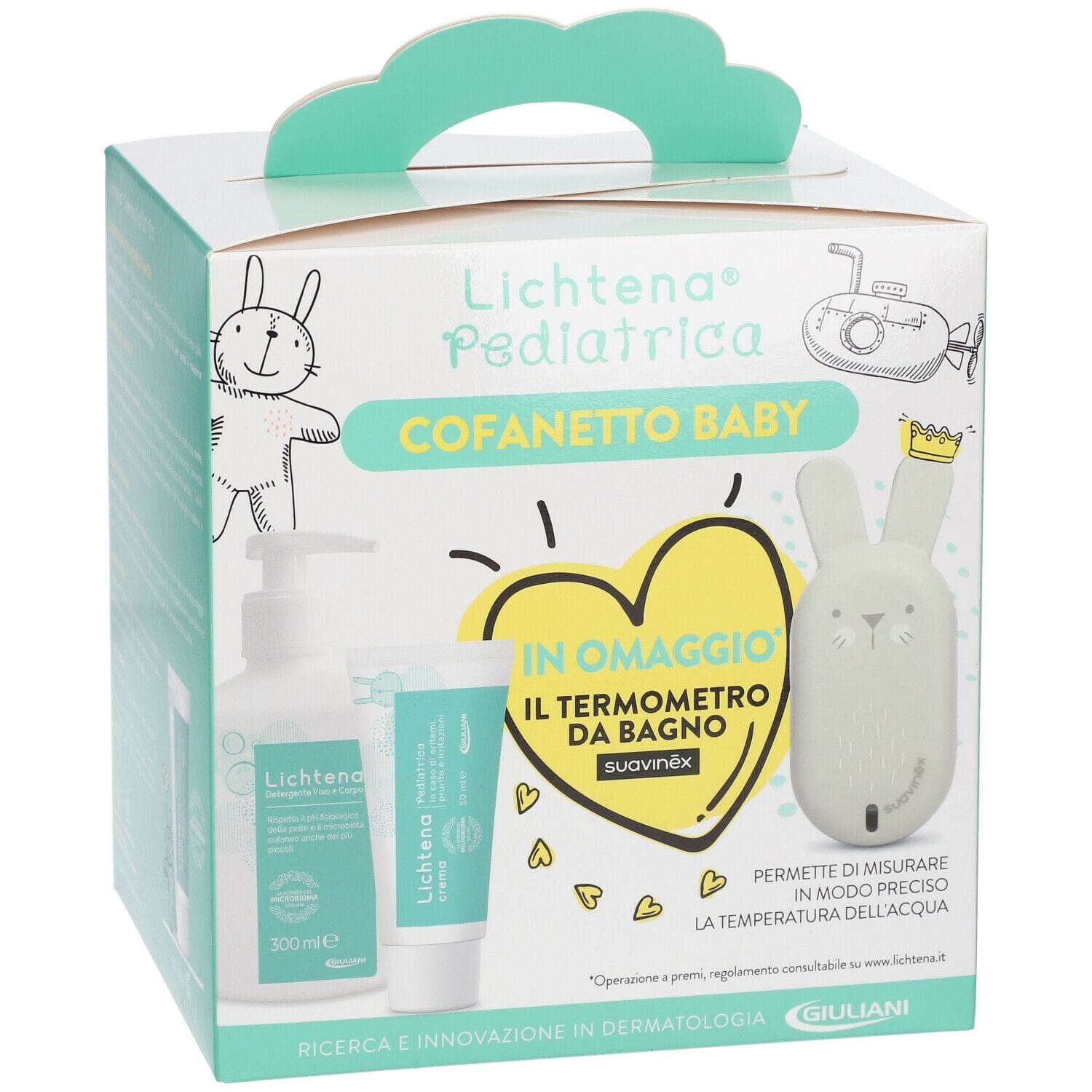 LICHTENA PEDIATRICA COFANETTO NEONATO CONTENENTE CREMA 50 ML + DETERGENTE 300 ML + OMAGGIO SUAVINEX