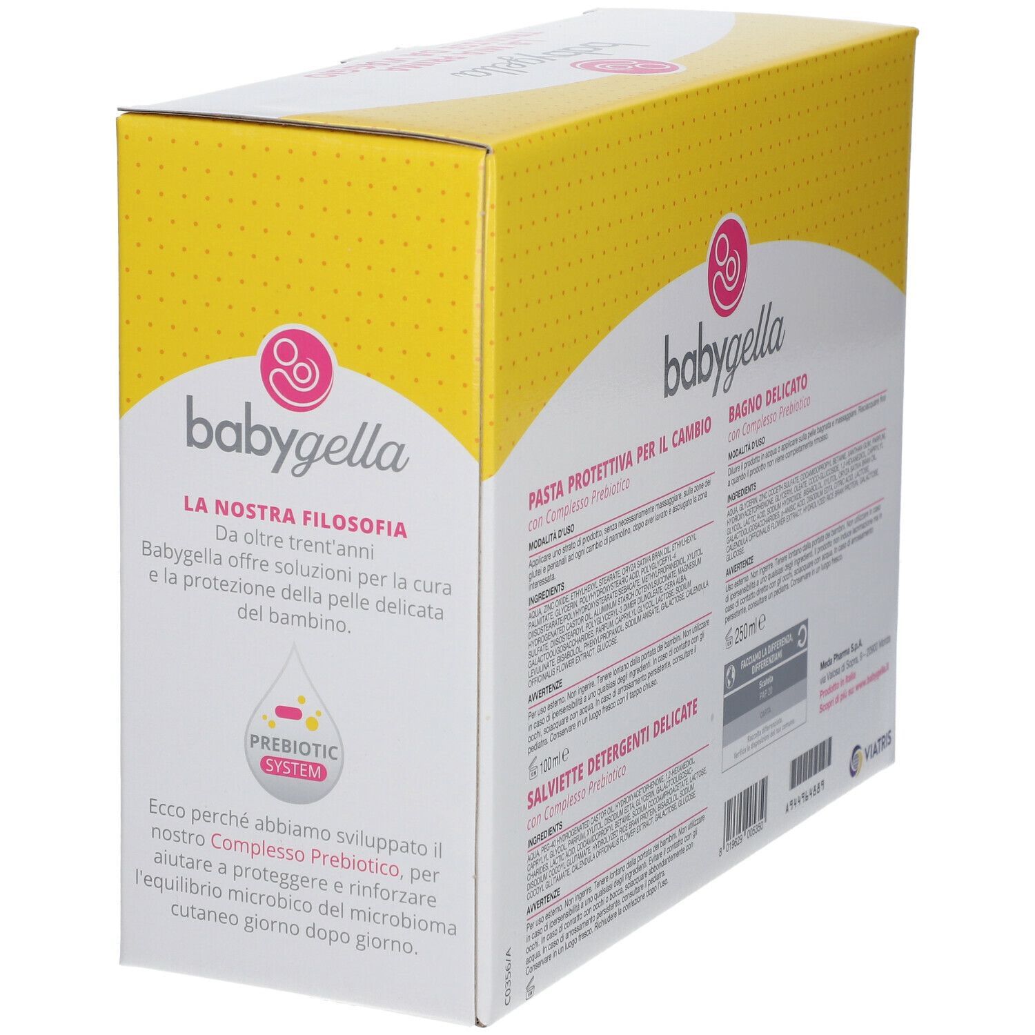 BABYGELLA TROUSSE PREBIOTIC 1 BABYGELLA BAGNO 250 ML + 1 BABYGELLA SALVIETTE 15 PEZZI + 1 BABYGELLA PASTA PROTETTIVA 100 ML