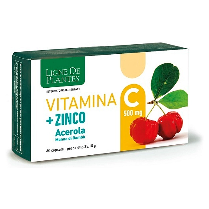 Ligne De Plantes Vitamina C 500 Mg + Zinco Acerola E Manna Di Bambu' 60 Capsule