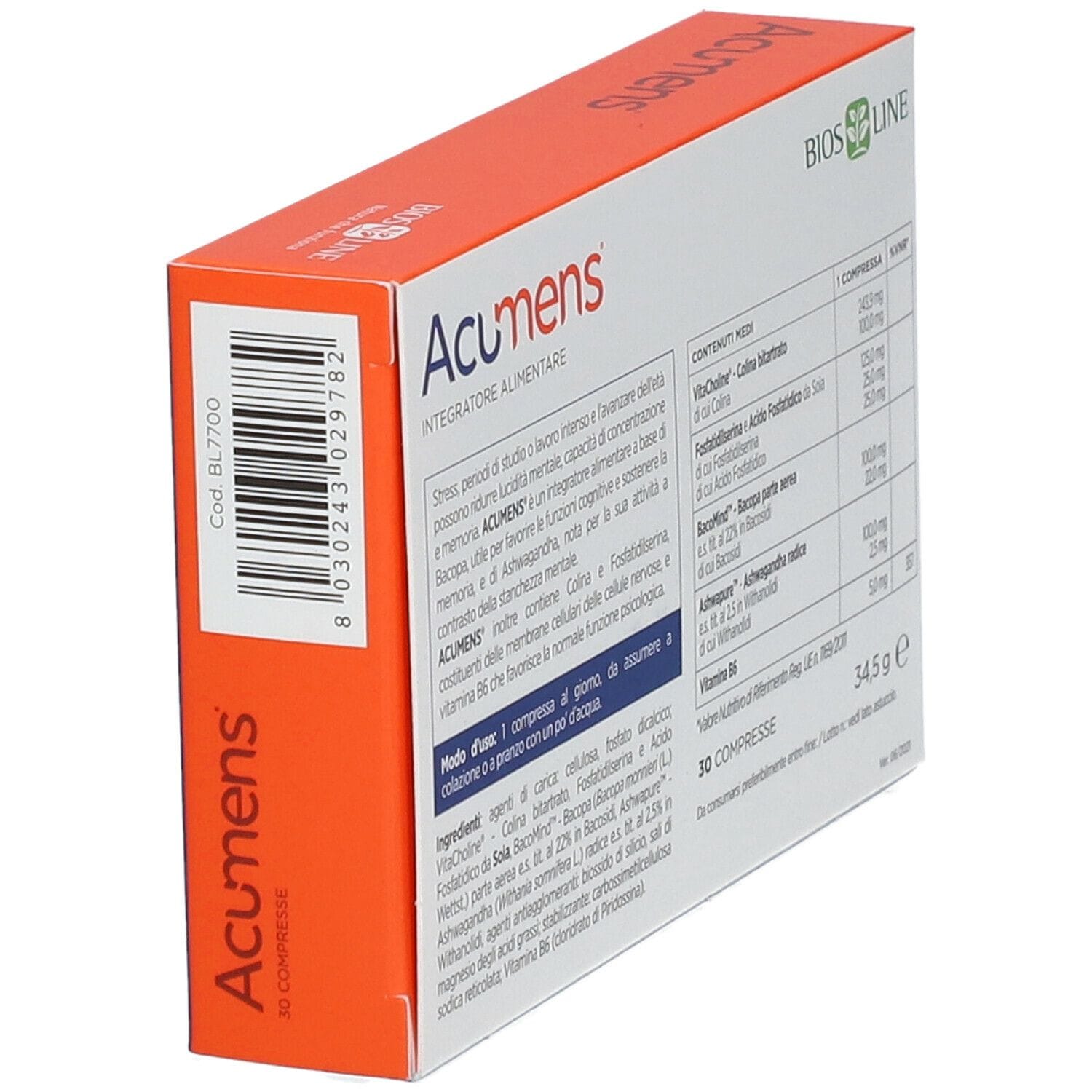 BIOSLINE ACUMENS 30 COMPRESSE