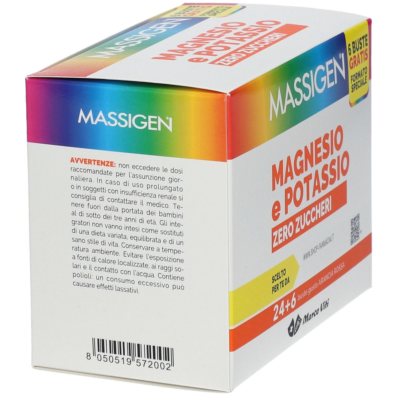 MASSIGEN MAGNESIO POTASSIO ZERO ZUCCHERO 24 BUSTINE + 6 BUSTINE