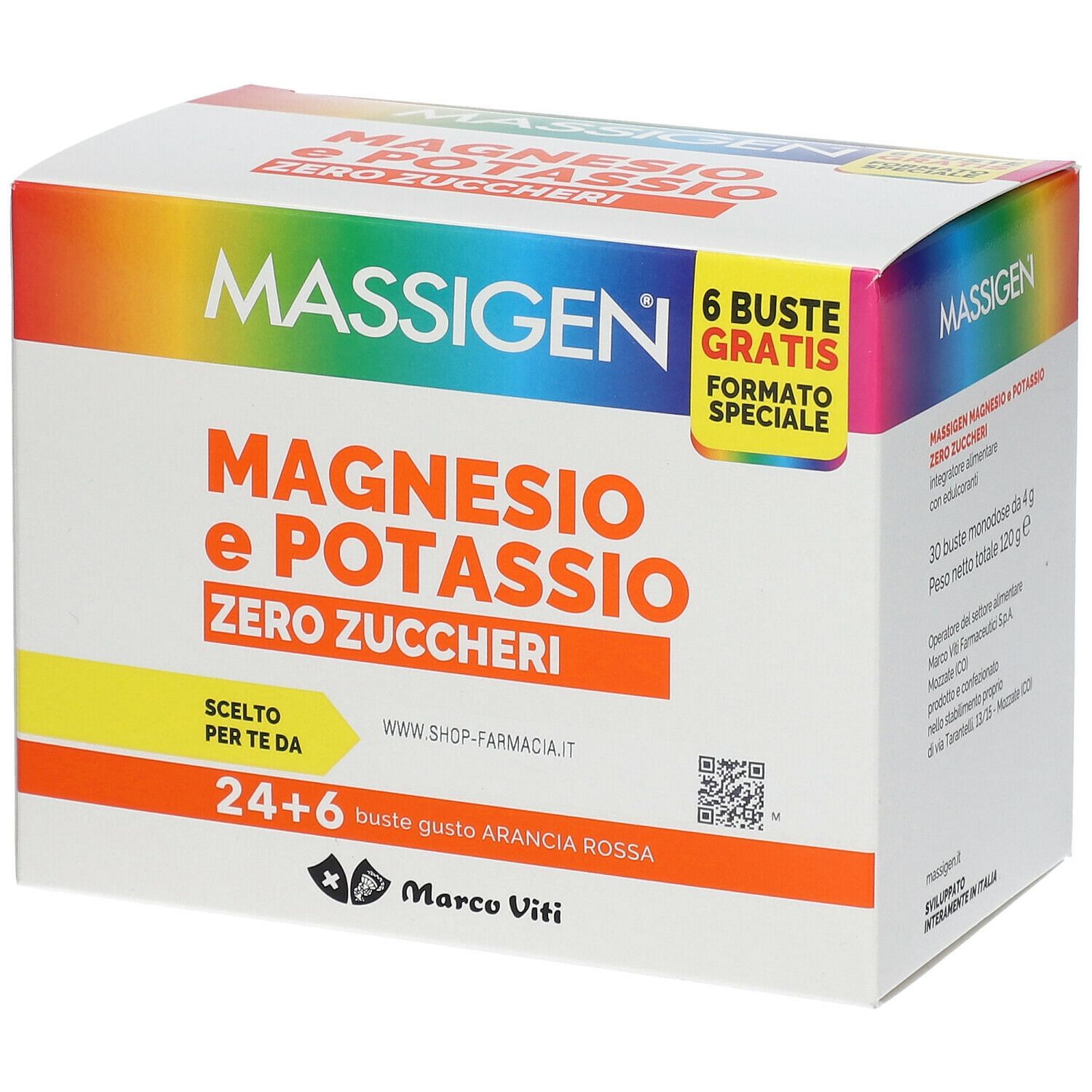 Massigen Magnesio Potassio Zero Zucchero 24 Bustine + 6 Bustine