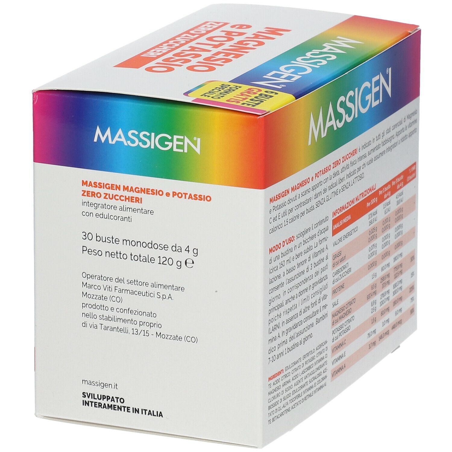 MASSIGEN MAGNESIO POTASSIO ZERO ZUCCHERO 24 BUSTINE + 6 BUSTINE