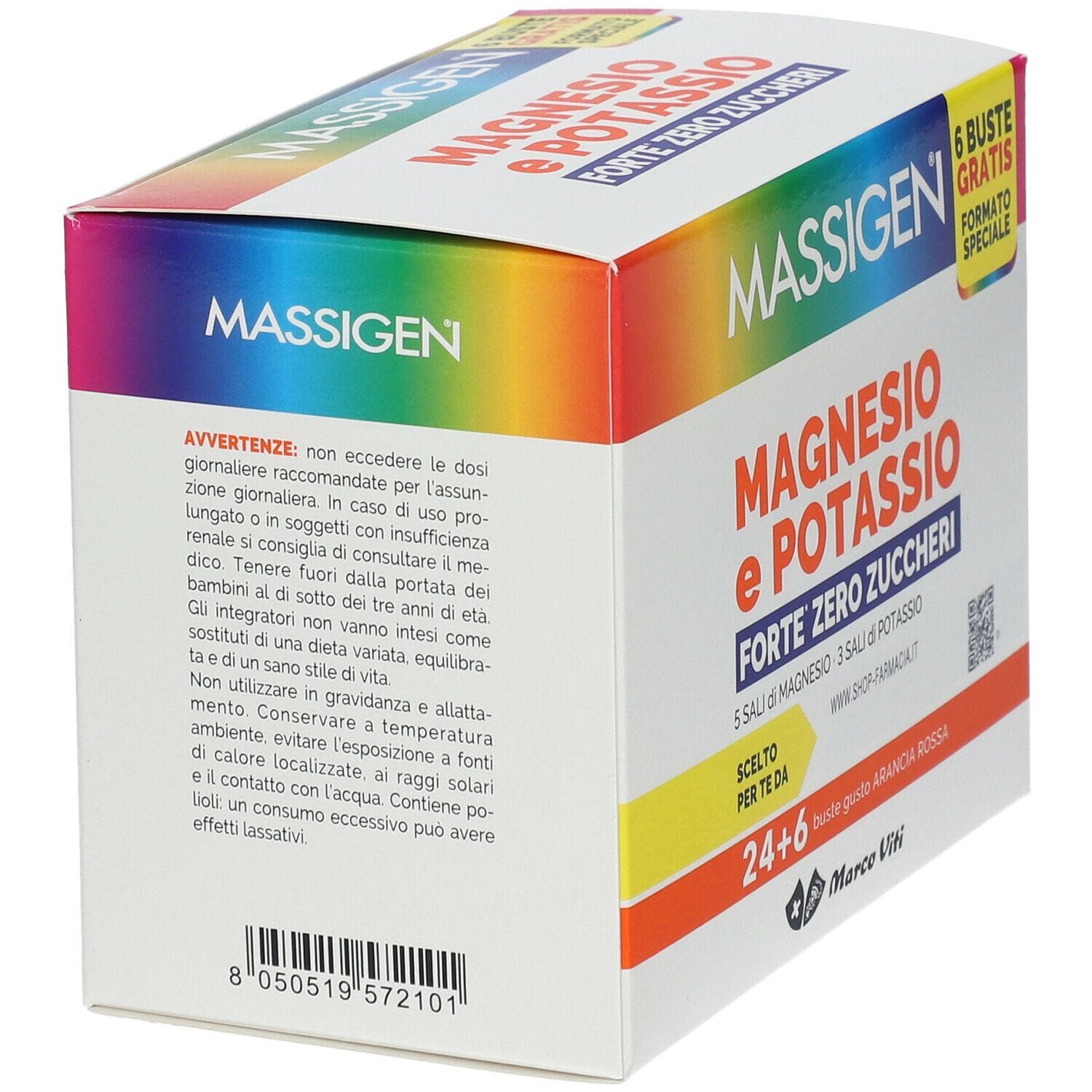 MASSIGEN MAGNESIO POTASSIO FORTE ZERO ZUCCHERO 24 BUSTINE + 6 BUSTINE