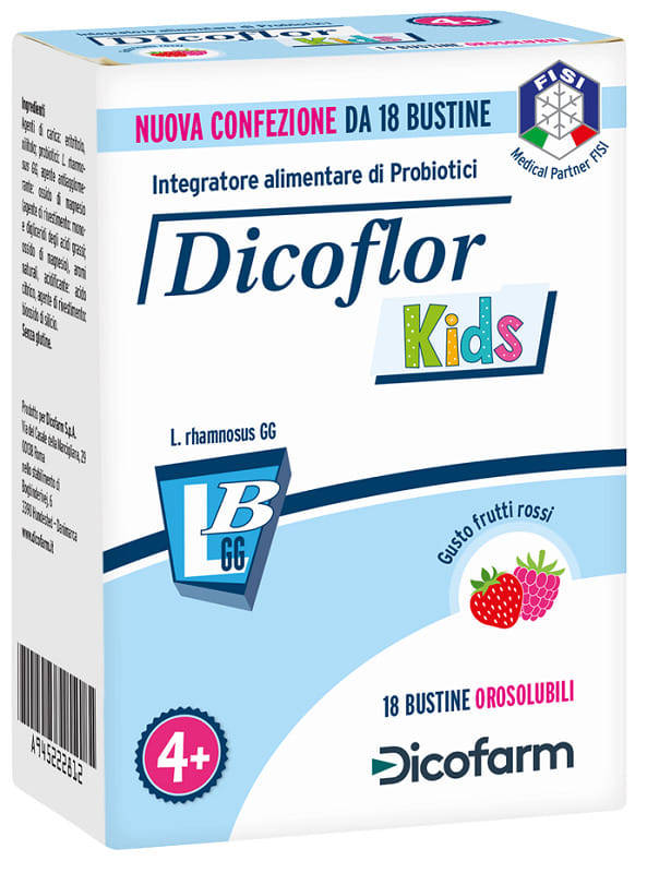 DICOFLOR KIDS 18 BUSTINE OROSOLUBILI GUSTO FRUTTI ROSSI