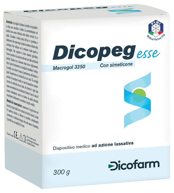 POLIMERO INERTE IDROSOLUBILE MACROGOL 3350 DICOPEG ESSE CON SIMETICONE PER TRATTAMENTO STIPSI POLVERE 300 G