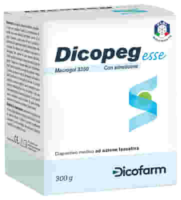 POLIMERO INERTE IDROSOLUBILE MACROGOL 3350 DICOPEG ESSE CON SIMETICONE PER TRATTAMENTO STIPSI POLVERE 300 G