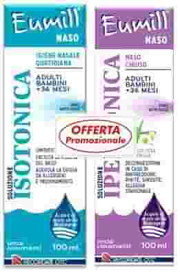 EUMILL NASO BIPACK SPRAY SOLUZIONE ISOTONICA 100 ML + SOLUZIONE IPERTONICA 100 ML