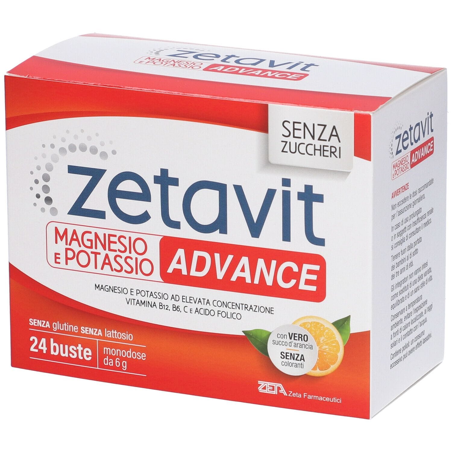 ZETAVIT MAGNESIO POTASSIO ADVANCE BUSTINE 24 BUSTE MONODOSE DA 6 G SENZA ZUCCHERI CON EDULCORANTI SENZA GLUTINE SENZA LATTOSIO
