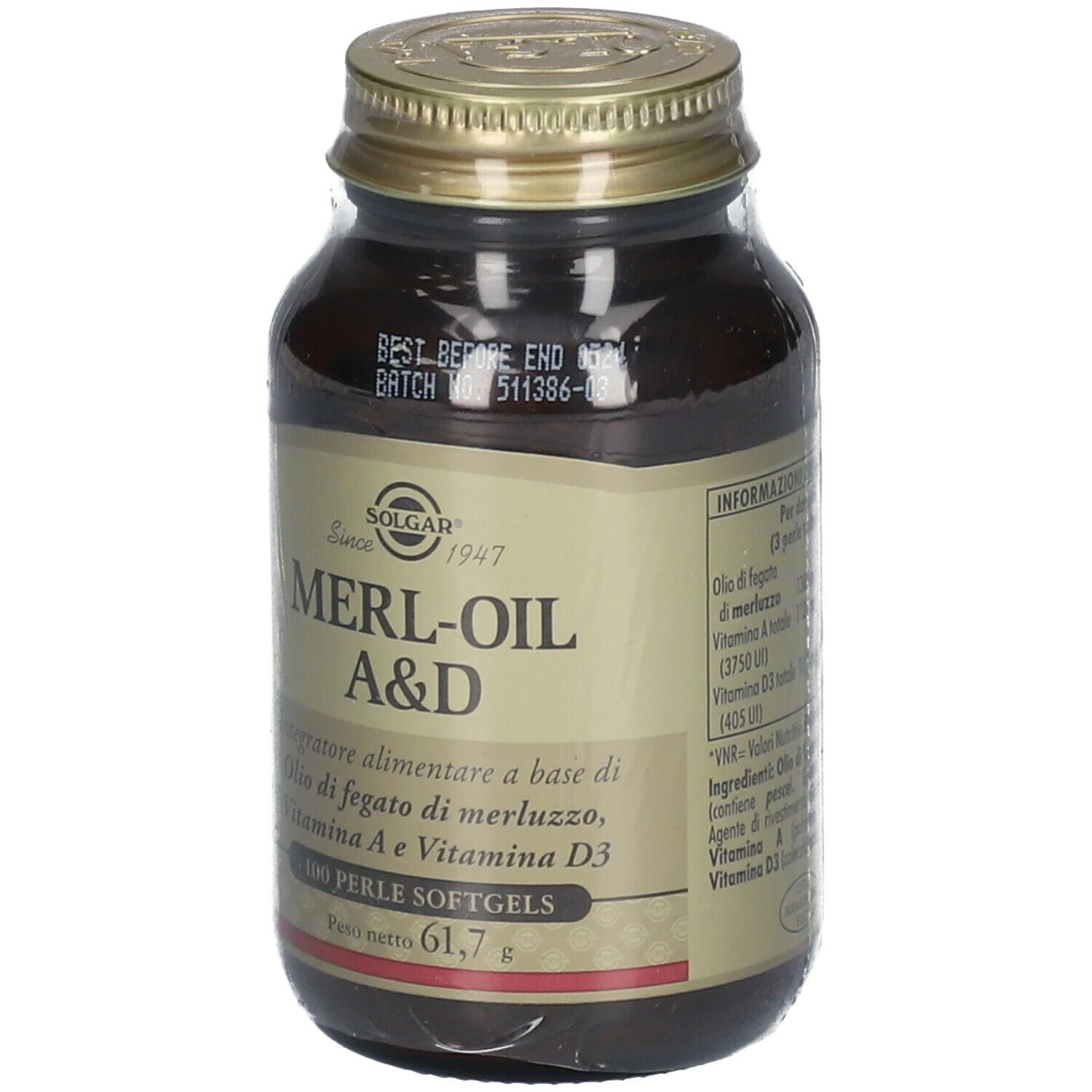 MERL OIL A&D 100 PERLE SOFTGEL