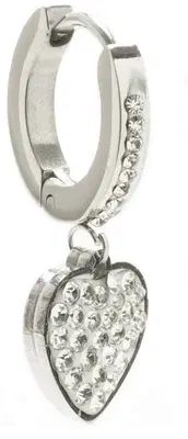 ORECCHINO HOOP PENDENTE CUORE ACCIAIO STRASS ORECCHINO HOOP PENDENTE CUORE ACCIAIO STRASS