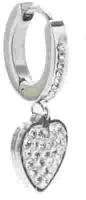 ORECCHINO HOOP PENDENTE CUORE ACCIAIO STRASS