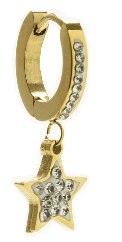 Orecchino Hoop Pendente Stella Oro Strass