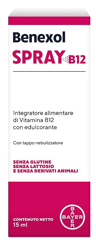 Benexol Spray Integratore Alimentare Di Vitamina B12 Ad Alto Dosaggio, Con Edulcorante, Flacone Da 15ml