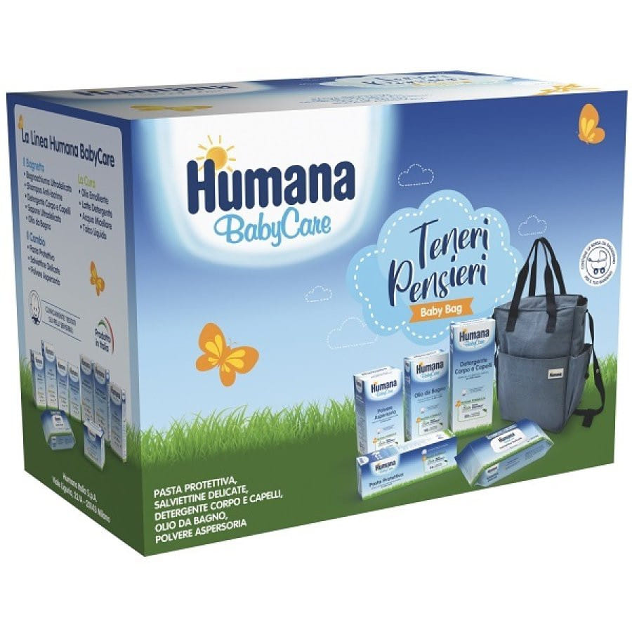 TENERI PENSIERI BABY BAG BABY CARE PASTA PROTETTIVA 100 ML + DETERGENTE CORPO E CAPELLI 300 ML + SALVIETTINE DELICATE 72 PEZZI + POLVERSE ASPERSORIA 150 G + OLIO DA BAGNO 200 ML