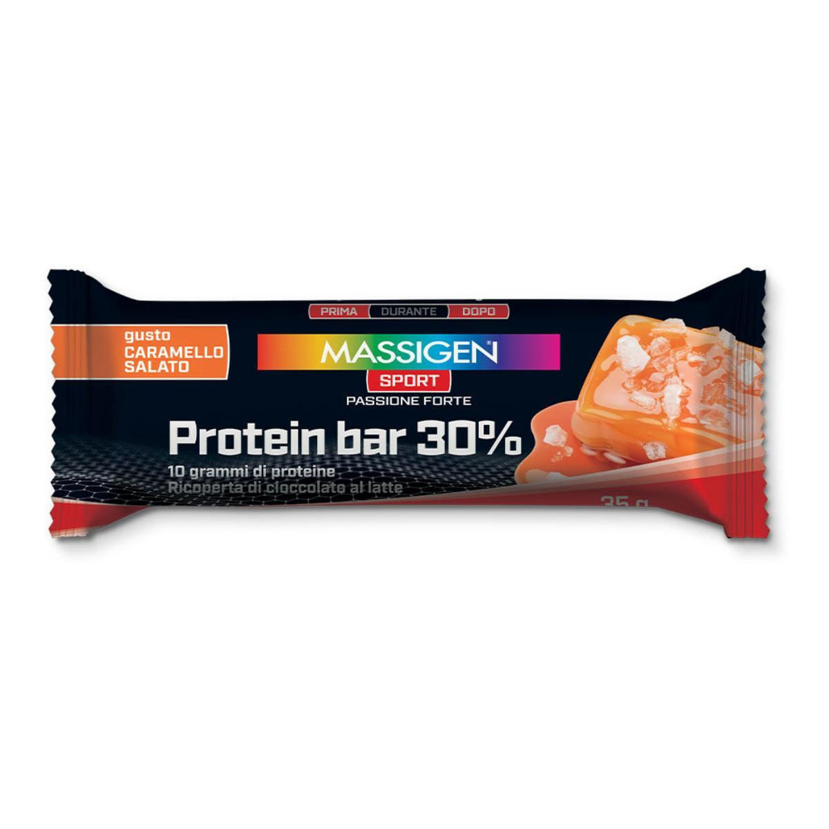 MASSIGEN SPORT PROTEIN BARRETTA 30% CARAMELLO SALATO 50 G