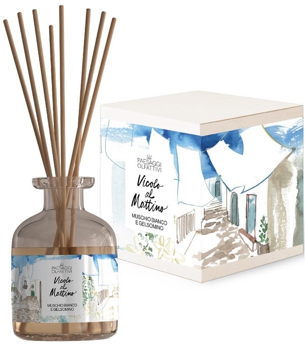 PAESAGGI OLFATTIVI VICOLO AL MATTINO MUSCHIO BIANCO E GELSOMINO DIFFUSORE AMBIENTE CON BASTONCINI 120 ML