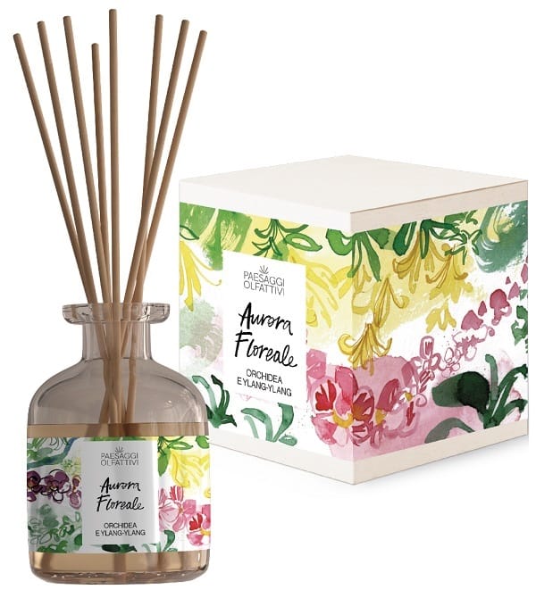 PAESAGGI OLFATTIVI AURORA FLOREALE ORCHIDEA E YLANG-YLANG DIFFUSORE AMBIENTE CON BASTONCINI 120 ML
