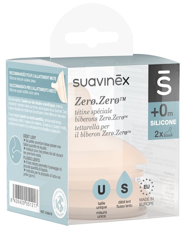 Suavinex Zero Zero Tettarella Biberon Flusso Lento S 2 Pezzi