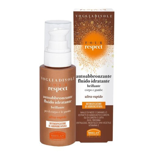 VOGLIA DI SOLE FOUR RESPECT FLUIDO IDRATANTE BRILLANTE AUTOABBRONZANTE NATURALE ACCELERATORE UNIFORMANTE 100 ML
