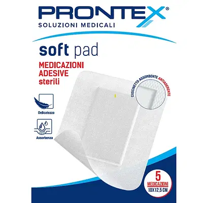 MEDICAZIONE ADESIVA STERILE PRONTEX SOFT PAD 10X12,5 CM 5 PEZZI MEDICAZIONE ADESIVA STERILE PRONTEX SOFT PAD 10X12,5 CM 5 PEZZI