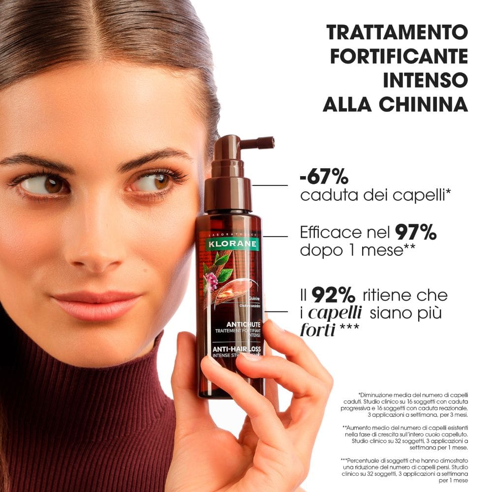 Klorane Trattamento fortificante intenso alla Chinina, Anti-caduta, Ridensificante della capigliatura, 100ml