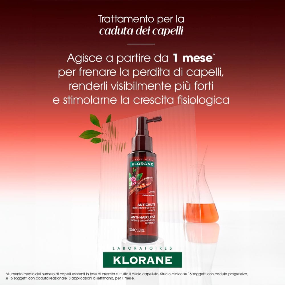 Klorane Trattamento fortificante intenso alla Chinina, Anti-caduta, Ridensificante della capigliatura, 100ml