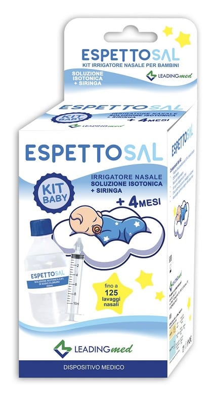 ESPETTOSAL KIT BABY IRRIGATORE NASALE SOLUZIONE ISOTONICA 0,9% SODIO CLORURO 250 ML + SIRINGA