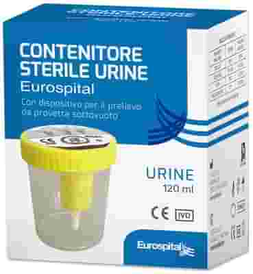 CONTENITORE URINA 120 ML STERILE CON TAPPO GIALLO IN ASTUCCIO EUROSPITAL
