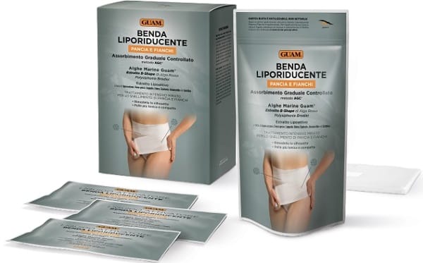 GUAM BENDA LIPORIDUCENTE PANCIA FIANCHI 425X15 CM + 3 LIQUIDO ATTIVATORE BENDA 100 ML + 1 PANTALONE PROTETTIVO
