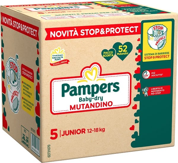 PAMPERS BABY DRY PANNOLINO MUTANDINA JUNIOR QUADRI 52 PEZZI