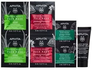 APIVITA PROMO XM EXPRESS BEAUTY MASCHERA VISO IDRATANTE RINFRESCANTE + MASCHERA VISO ILLUMINANTE RIVITALIZZANTE + DIETA DETOX + GEL DETERGENTE NERO VISO OCCHI