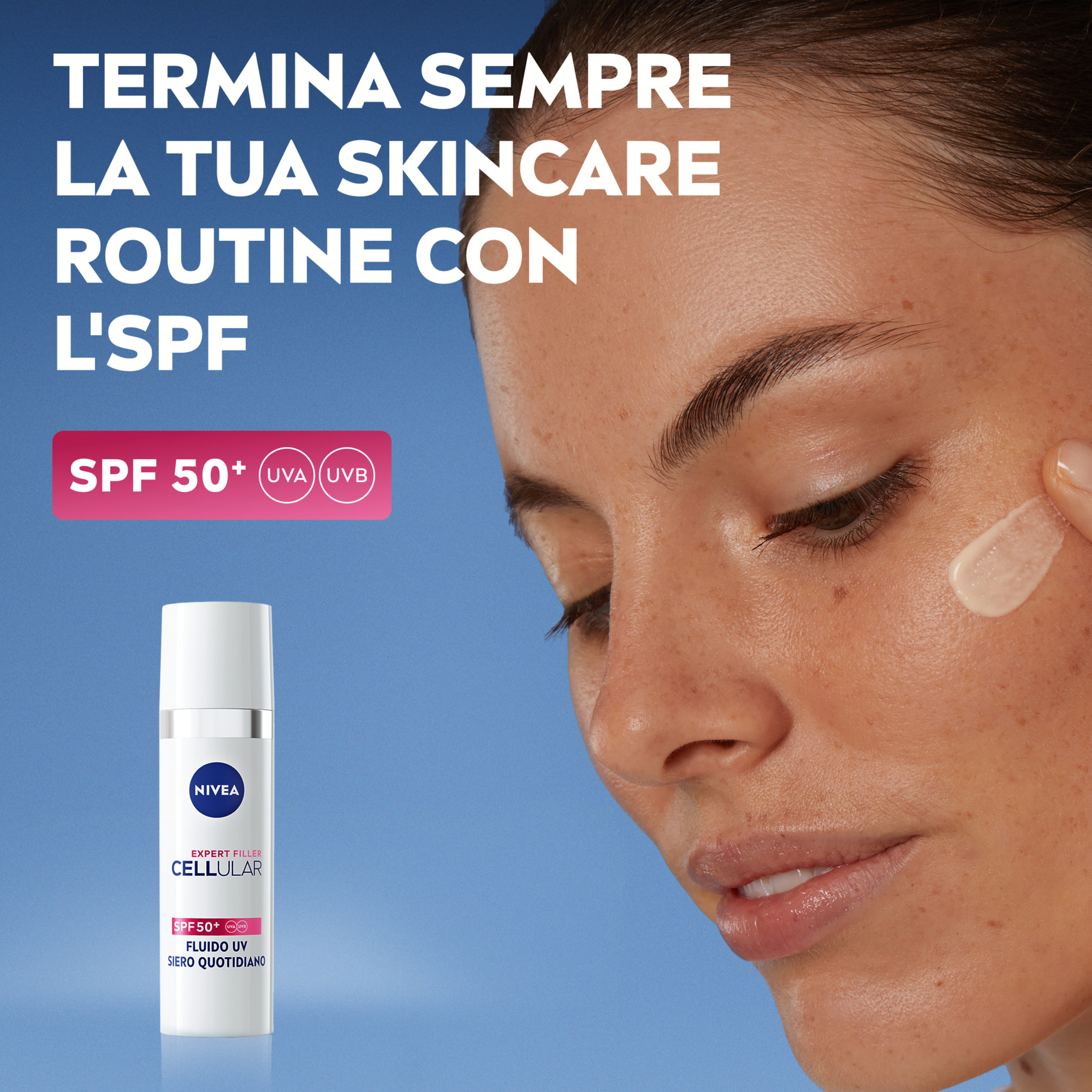 Nivea Cellular Expert Filler Fluido UV Siero Viso Quotidiano SPF 50 + 30 ml, idratante e antirughe