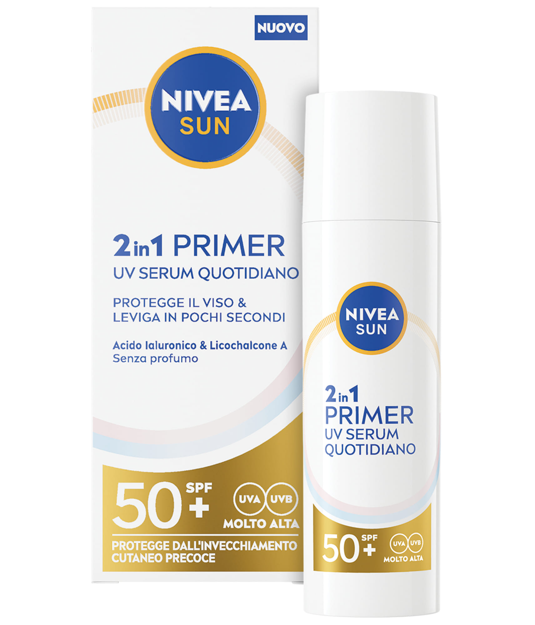 Nivea Sun 2in1 Primer Uv Serum Quotidiano Spf50+ 30 Ml, Siero Viso Con Protezione Solare Spf 50+