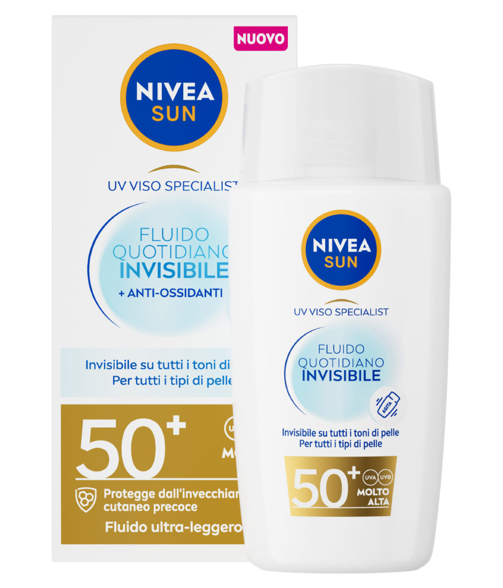 Nivea Sun Fluido Quotidiano Invisibile Spf 50+ 40 Ml, Crema Solare Viso Spf 50+ Invisibile E Leggera