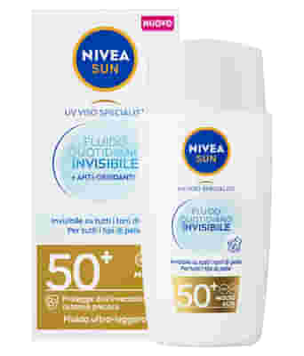 Nivea Sun Fluido Quotidiano Invisibile SPF 50+ 40 ml, Crema solare viso SPF 50+ invisibile e leggera