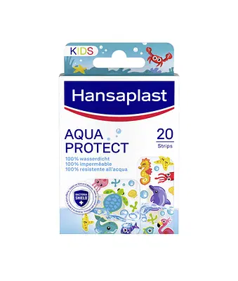Hansaplast Aqua Protect Kids, Cerotti bambini colorati resistenti all'acqua, 20 pezzi in 2 formati Hansaplast Aqua Protect Kids, Cerotti bambini colorati resistenti all'acqua, 20 pezzi in 2 formati