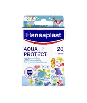 Hansaplast Aqua Protect Kids, Cerotti bambini colorati resistenti all'acqua, 20 pezzi in 2 formati