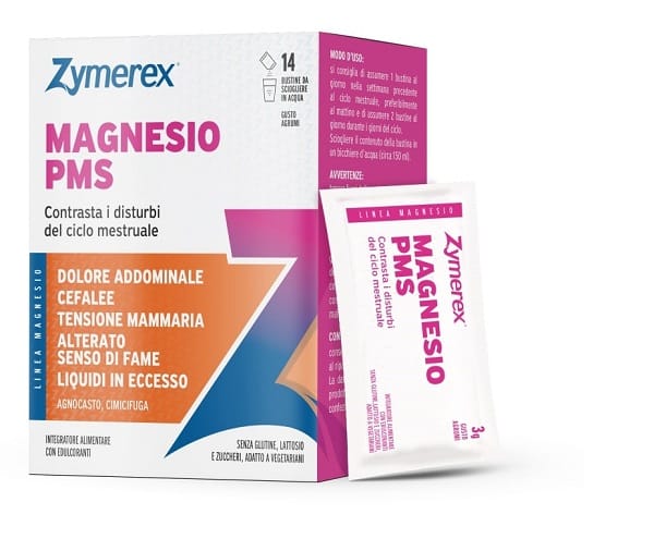 ZYMEREX MAGNESIO PMS 14 BUSTINE DA 3 G GUSTO AGRUMI CON EDULCORANTI SENZA ZUCCHERI SENZA GLUTINE SENZA LATTOSIO
