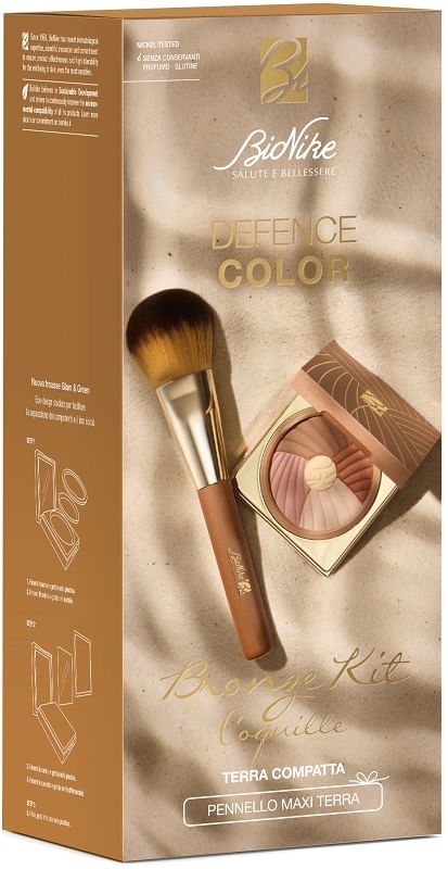 Defence Color Bronze Kit 2025 Terra Compatta 211 Coquille + Pennello Maxi Terra-image