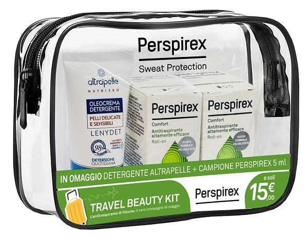 PERSPIREX ROLL ON COMFORT TRAVEL KIT 2 ROLL ON COMFORT 20 ML + 1 DETERGENTE ALTRAPELLE OMAGGIO