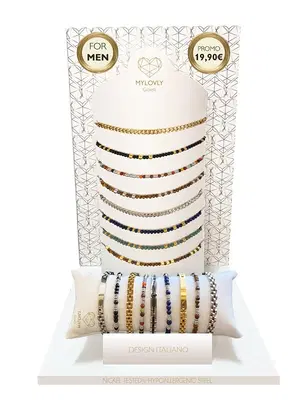 MYLOVLY GIOIELLI FRANCIS UOMO COLLANA CON PALLINI BLU E ARGENTO MYLOVLY GIOIELLI FRANCIS UOMO COLLANA CON PALLINI BLU E ARGENTO