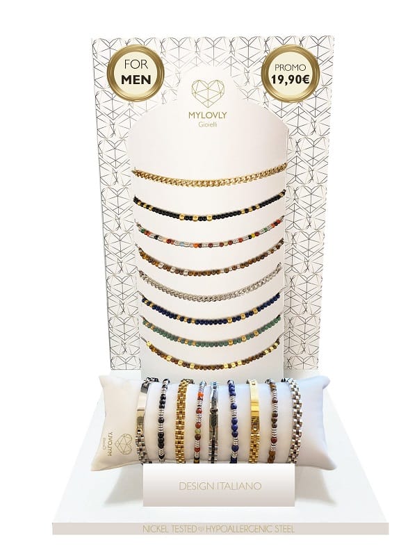 MYLOVLY GIOIELLI FRANCIS UOMO COLLANA CON PALLINI VERDE E ARGENTO