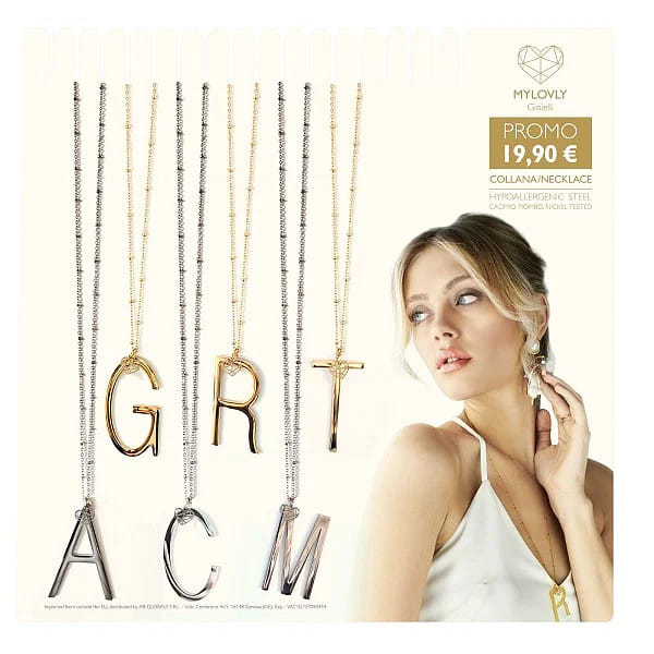 MYLOVLY GIOIELLI ABC BIG COLLANA LUNGA LETTERA E ORO