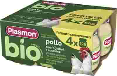PLASMON BIO OMOGENEIZZATO POLLO FAGIOLINI E ZUCCHINE 4 PEZZI DA 80 G