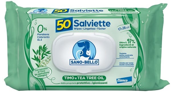 SANO E BELLO SALVIETTE DETERGENTI TIMO & TEA TREE OIL 50 PEZZI