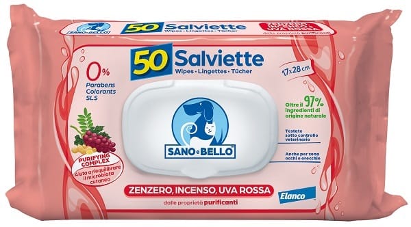 SANO E BELLO SALVIETTE DETERGENTI ZENZERO INCENSO & UVA ROSSA 50 PEZZI