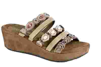 F0542 ZATTERONE DONNA TESSUTO/PERLINE TAUPE MIX FORMA CALZATA M 38